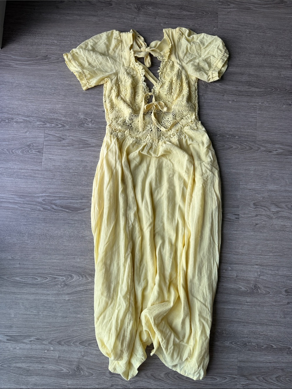 Free People Yellow Lace-Detail Women’s Dress